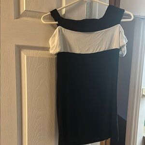 Elegant Black and White Off-Shoulder Dress